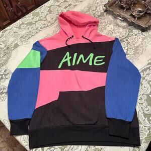 Aime Apparel Retro 90’s Color Block Old School Hoodie Size Medium Retro Colorful